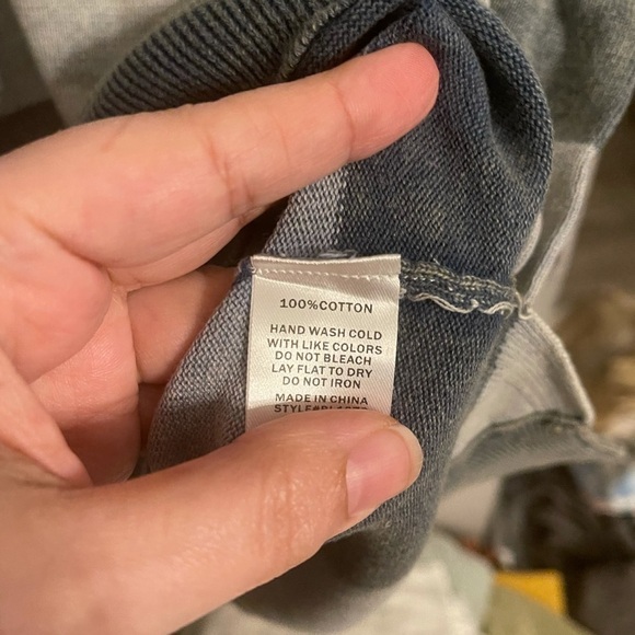 Blue Striped V-Stitched Stone Washed Sweater - Picture 12 of 12